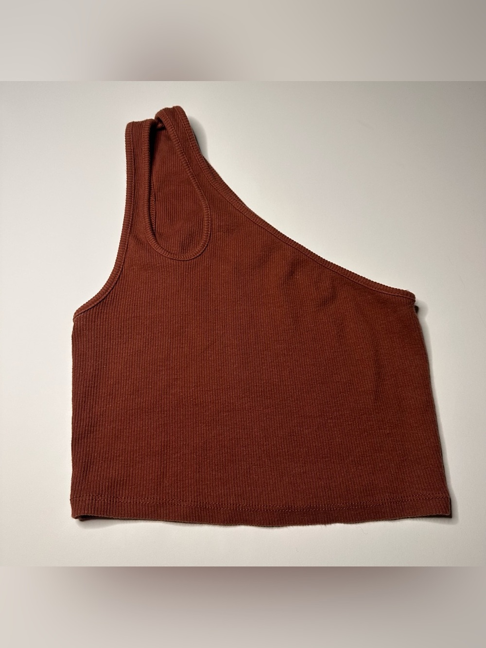Zara Size Small One Shoulder Keyhole Ribbed Crop Tank Brown